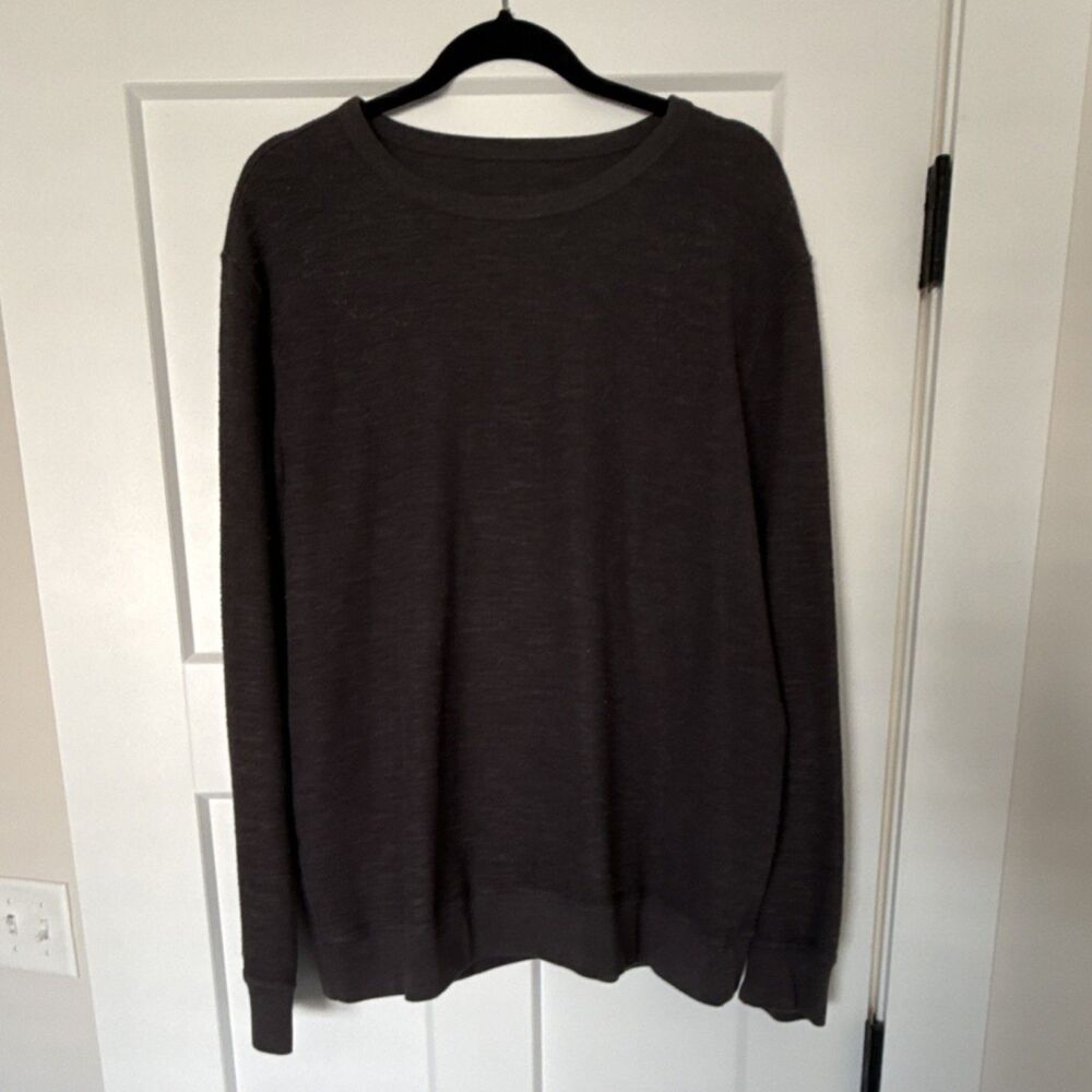 True Grit Men's Crew Neck Pullover Sweater Dark Gray Knit Long Sleeve L